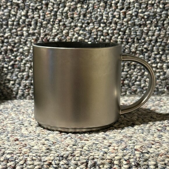 2014 Starbucks Stainless Steel Silver Coffee Mug White Logo Embossed 14oz - Picture 3 of 7